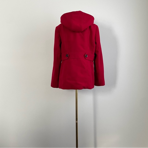 Style & Co Red Double Breasted Peacoat with Removable Hood - Picture 10 of 14